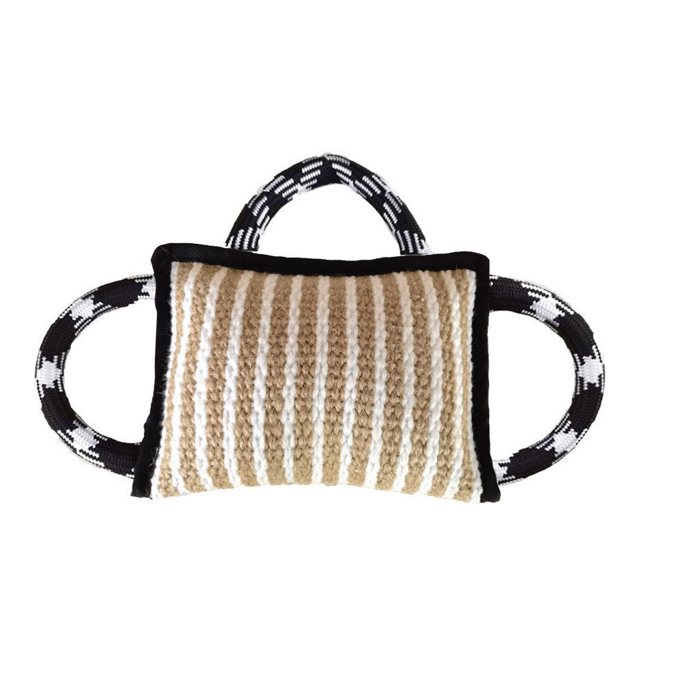 KFX-7195965 Durable Jute Bite Pillow with Handles for Tug of War and Interactive Play for Medium to Large Dogs