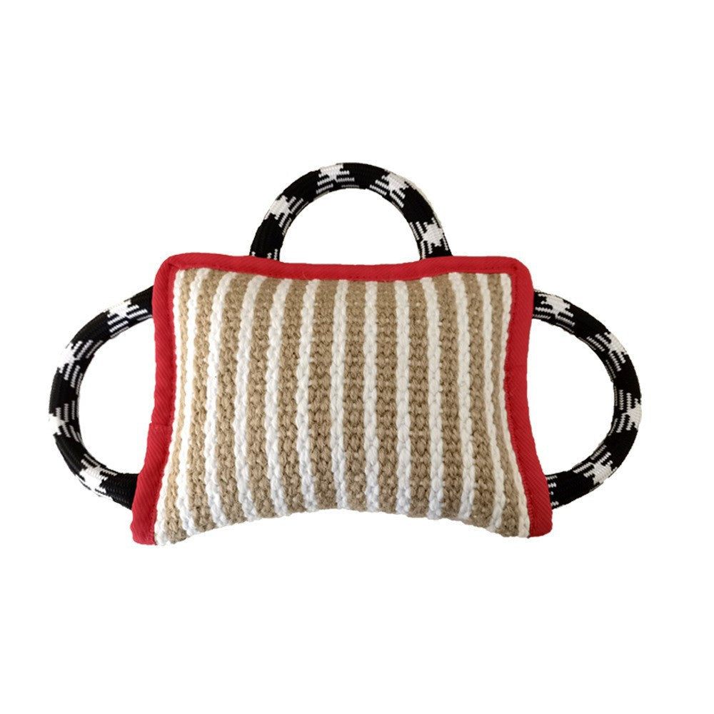 KFX-7195965 Durable Jute Bite Pillow with Handles for Tug of War and Interactive Play for Medium to Large Dogs