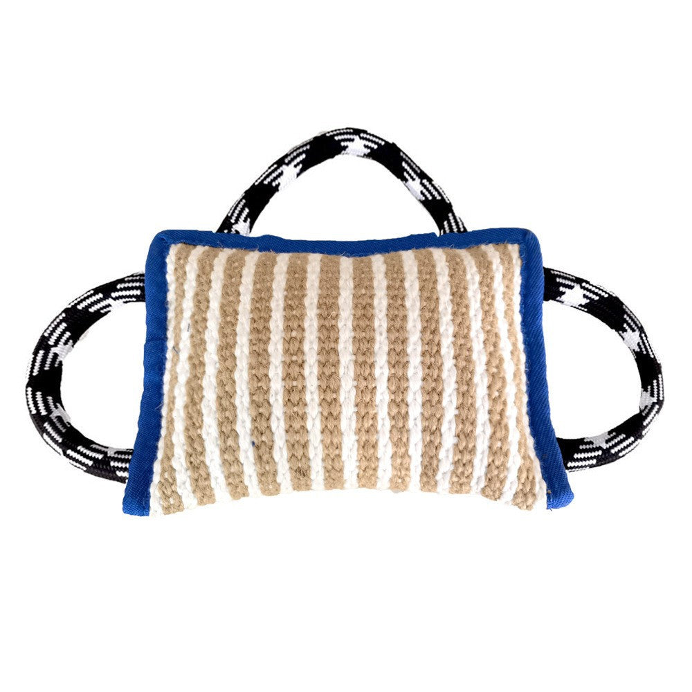 KFX-7195965 Durable Jute Bite Pillow with Handles for Tug of War and Interactive Play for Medium to Large Dogs