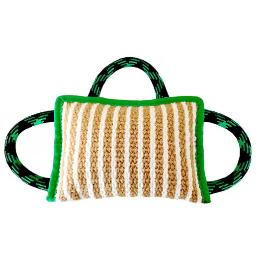 KFX-7195965 Durable Jute Bite Pillow with Handles for Tug of War and Interactive Play for Medium to Large Dogs