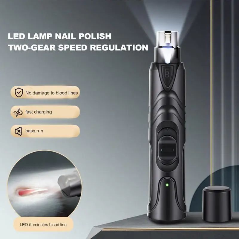 KFX-7196477 Rechargeable 2-Speed Lighted Dog Nail Grinder for Painless Grooming and Smoothing of Small to Large Dogs