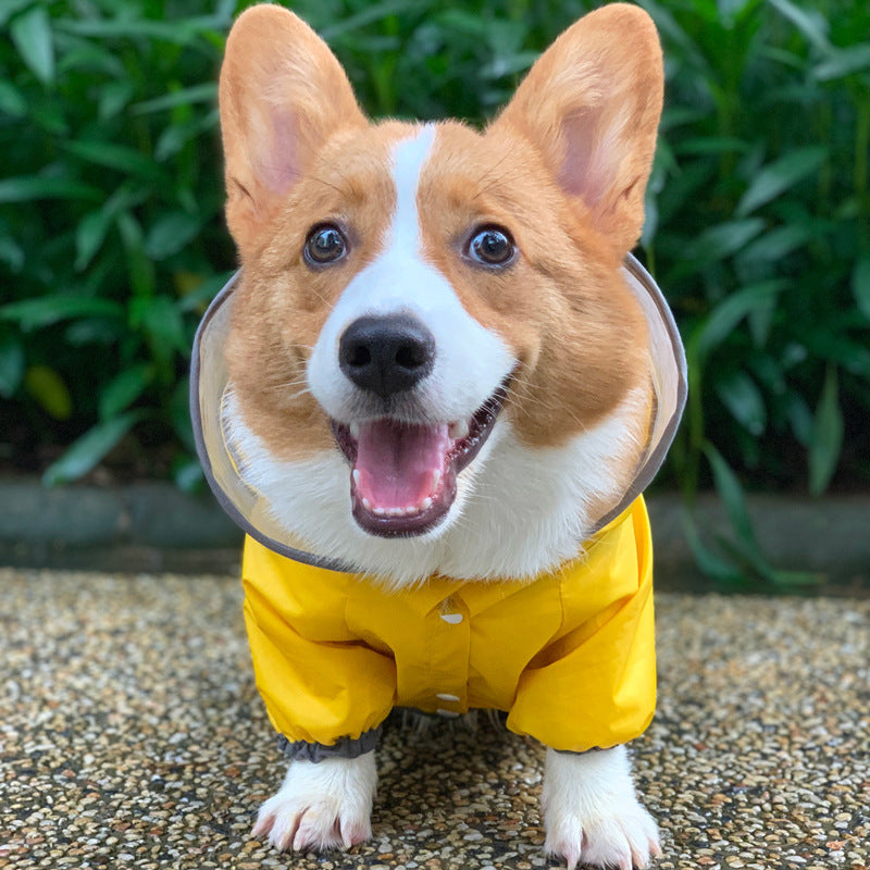 KFX-7196861 Waterproof Four-Legged Raincoat for Small and Medium Dogs and Cats with Adjustable Design