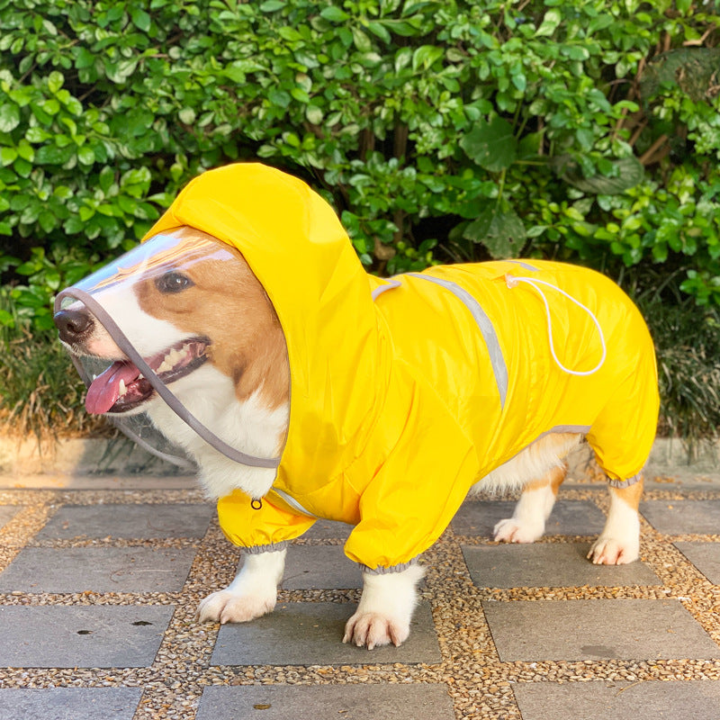 KFX-7196861 Waterproof Four-Legged Raincoat for Small and Medium Dogs and Cats with Adjustable Design