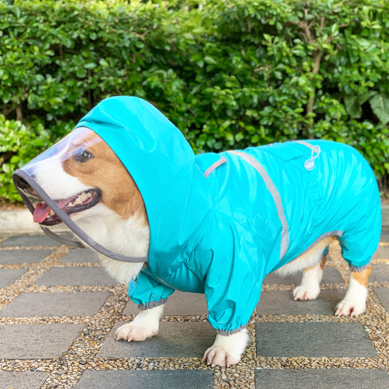 KFX-7196861 Waterproof Four-Legged Raincoat for Small and Medium Dogs and Cats with Adjustable Design