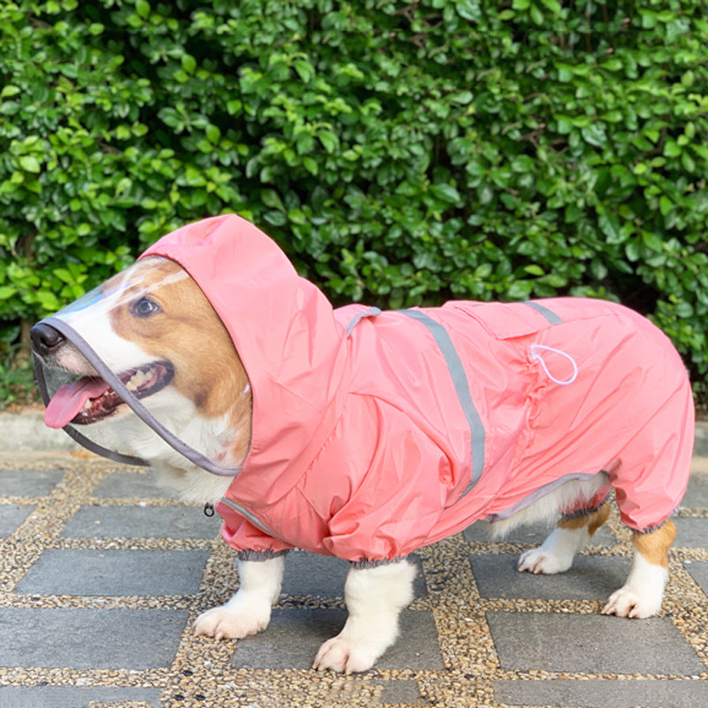 KFX-7196861 Waterproof Four-Legged Raincoat for Small and Medium Dogs and Cats with Adjustable Design