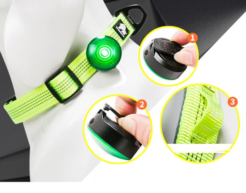 KFX-7197757 LED Dog Walking Light - Waterproof, High Brightness Pet Harness Safety Light in Red, Green, Blue, and White