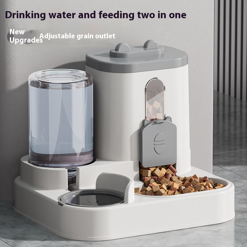 KFX-7198653 Automatic 2-in-1 Pet Feeder and Water Dispenser for Cats and Dogs - Large Capacity, Transparent and Gray Options