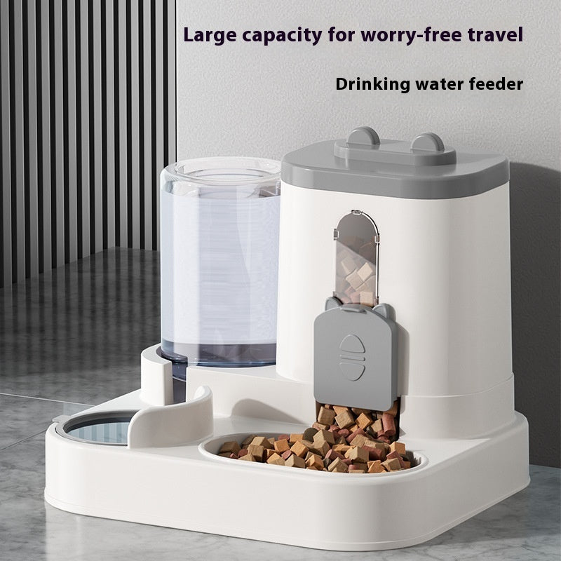 KFX-7198653 Automatic 2-in-1 Pet Feeder and Water Dispenser for Cats and Dogs - Large Capacity, Transparent and Gray Options