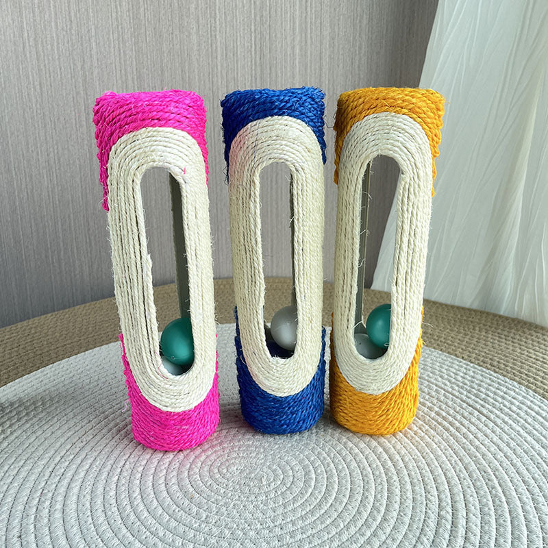 KFX-7199293 Cat Self-Playing Relief Toy with Sisal and Plastic Ball - 28.5cm Long
