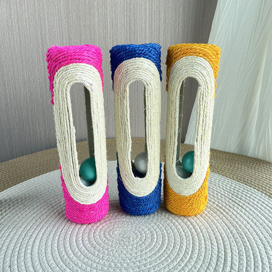 KFX-7199293 Cat Self-Playing Relief Toy with Sisal and Plastic Ball - 28.5cm Long