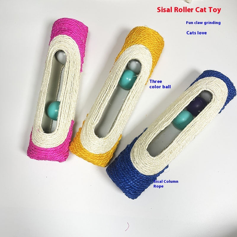 KFX-7199293 Cat Self-Playing Relief Toy with Sisal and Plastic Ball - 28.5cm Long