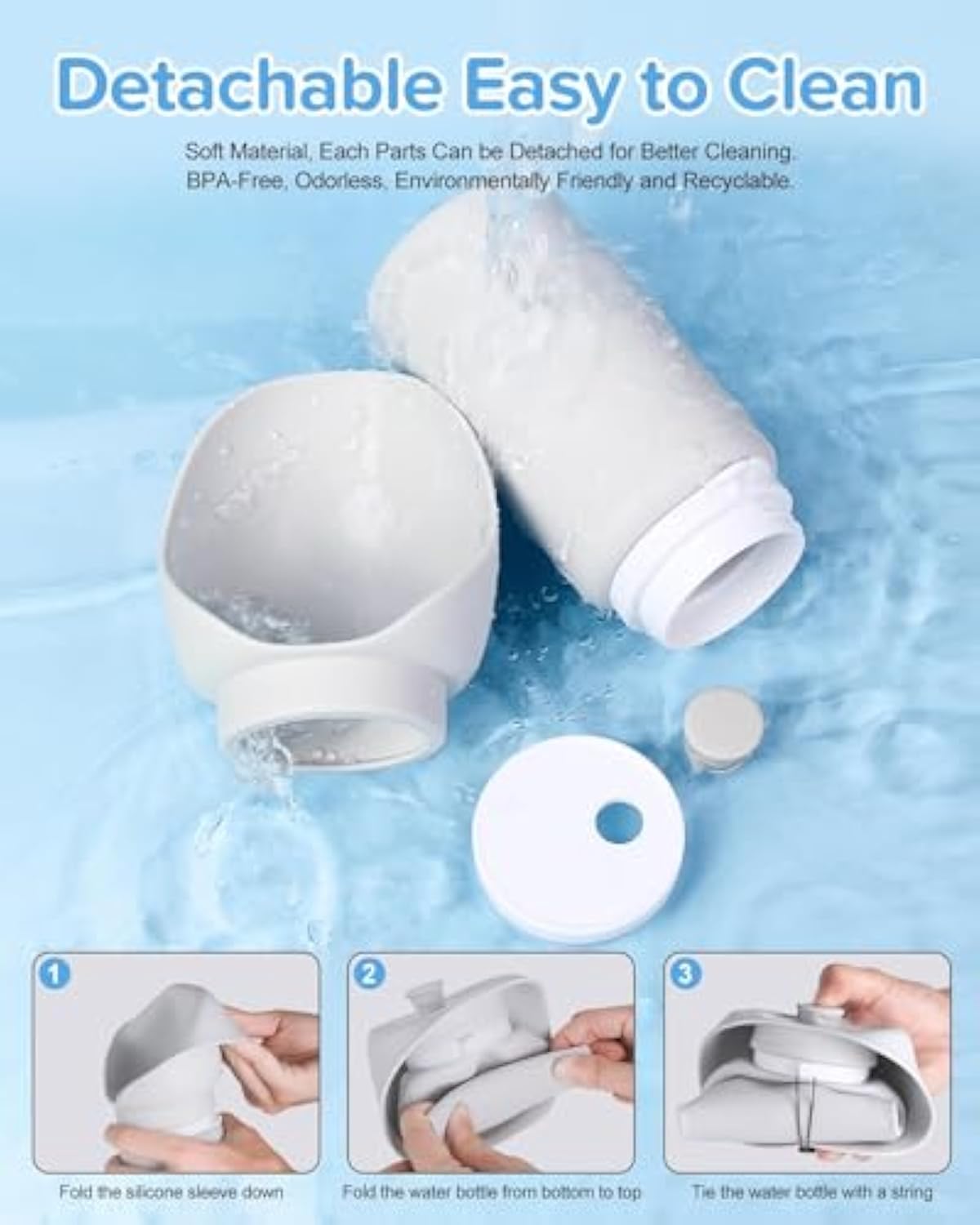 KFX-7199933 Portable Foldable Dog Water Bottle with BPA-Free Silicone for Travel and Outdoor Use, 550ml Capacity