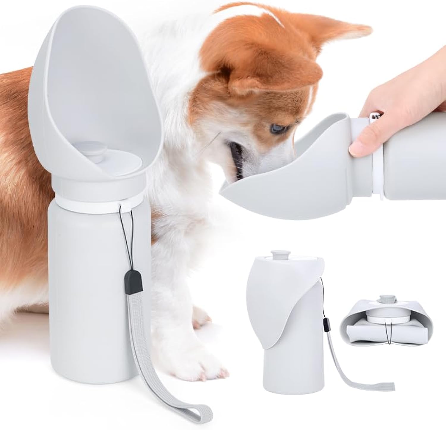 KFX-7199933 Portable Foldable Dog Water Bottle with BPA-Free Silicone for Travel and Outdoor Use, 550ml Capacity