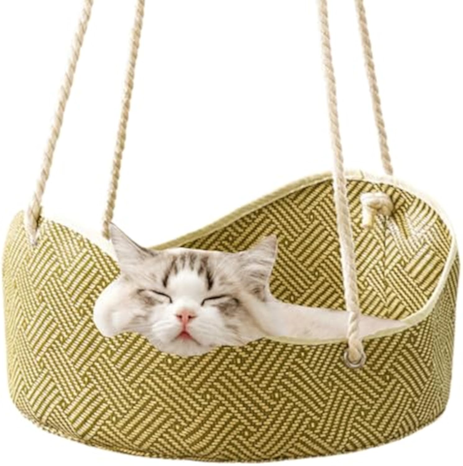 KFX-7201725 Breathable Rattan Cat Hammock with Metal Hooks - Comfortable Indoor/Outdoor Pet Bed for Small Animals