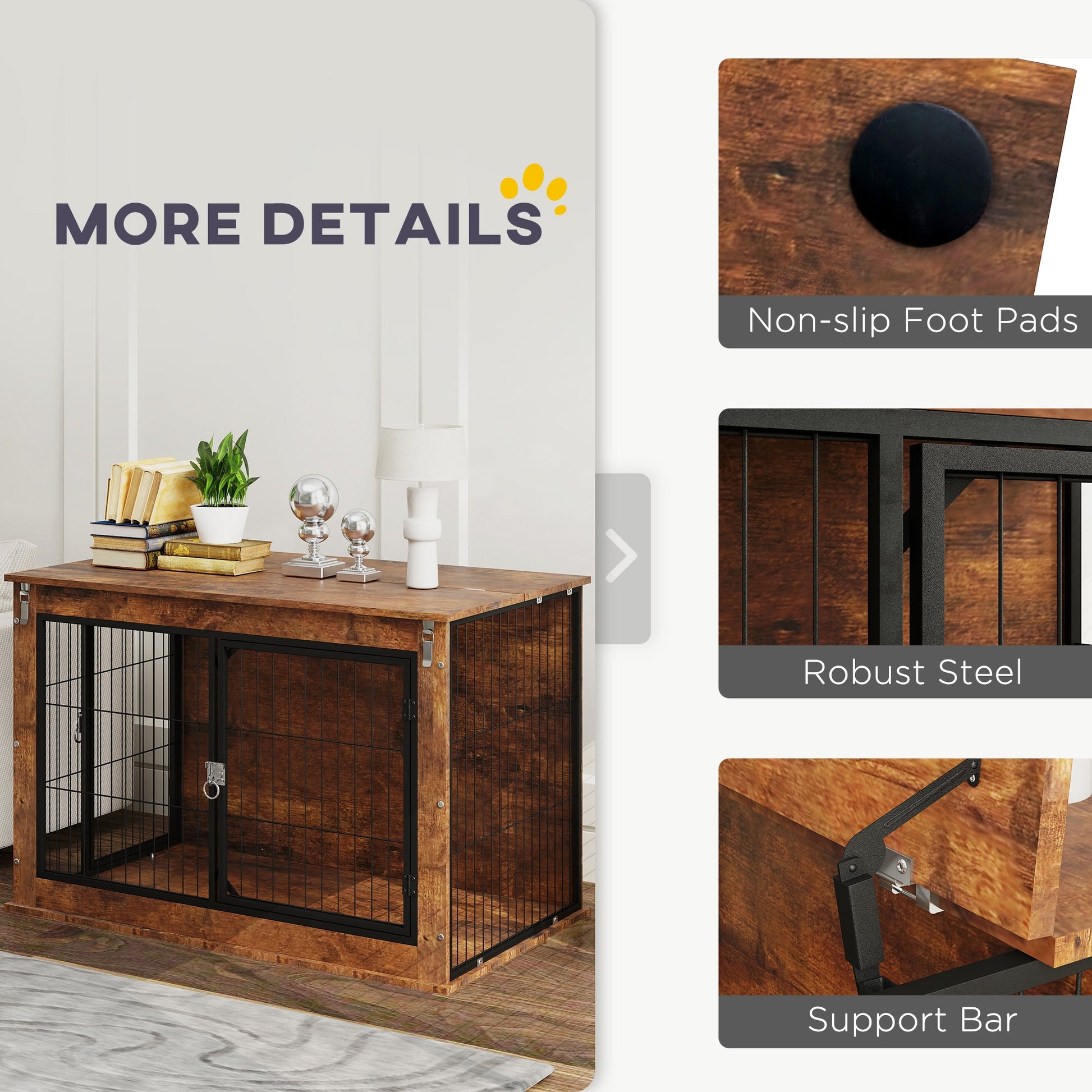 KFX-7202109 Elegant 39" Dog Crate Furniture with Flip-Top, Dual Doors, and Ventilation for Large Dogs