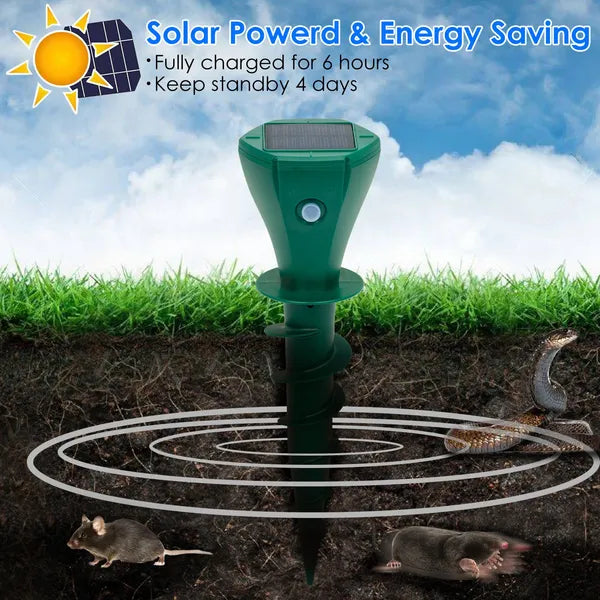 KFX-7203901 Solar Powered Animal Repeller | 8 Pcs Waterproof Stake for Moles, Gophers & Groundhogs