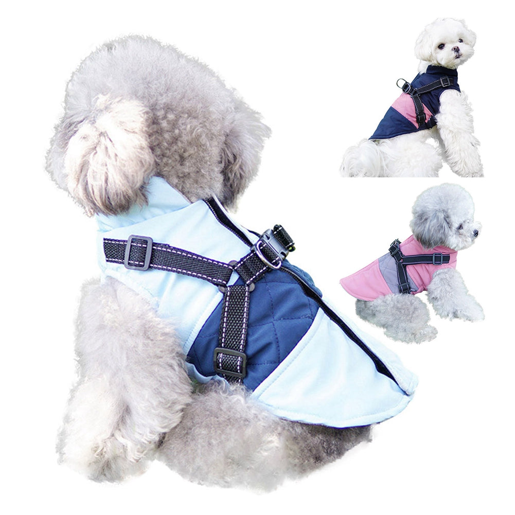 KFX-7204797 Reflective Thickened Dog Chest Vest in Pink, Blue, and Navy - Stylish Casual Fit for All Sizes
