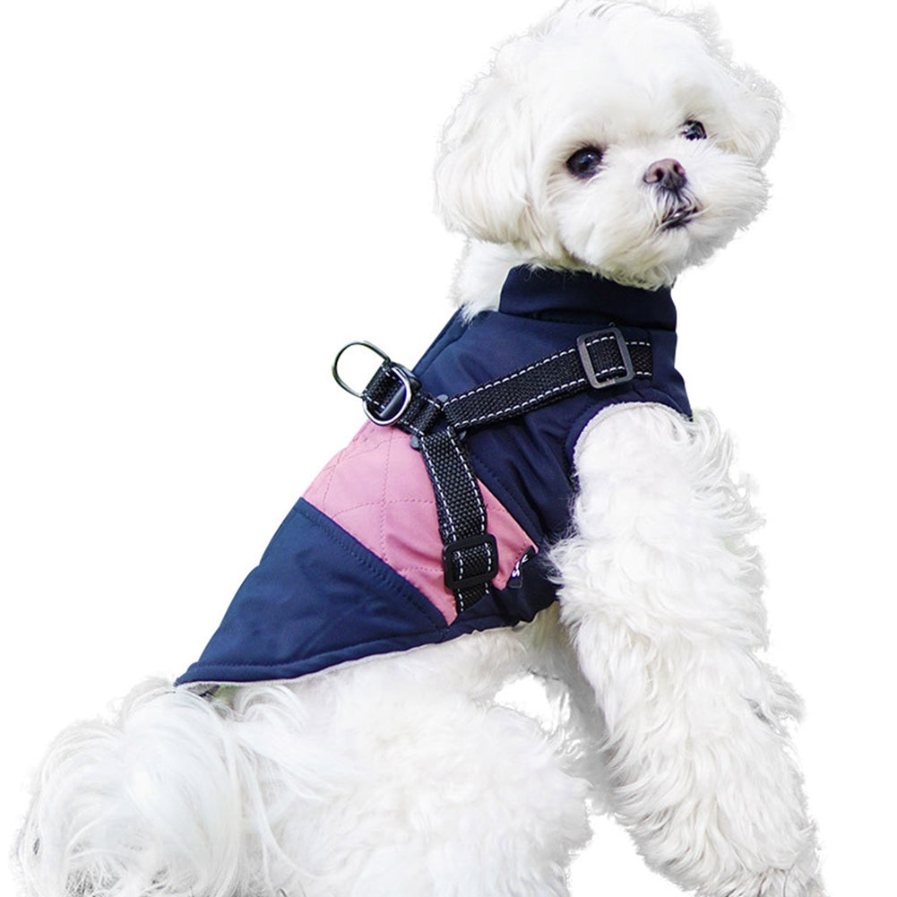 KFX-7204797 Reflective Thickened Dog Chest Vest in Pink, Blue, and Navy - Stylish Casual Fit for All Sizes