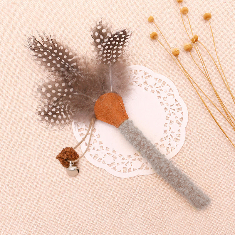 KFX-7205693 Natural Cat Chew Sticks with Feather for Teeth Cleaning and Stress Relief, 3-Color Set