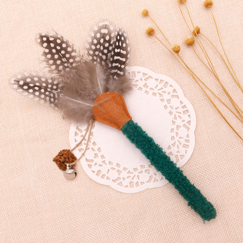 KFX-7205693 Natural Cat Chew Sticks with Feather for Teeth Cleaning and Stress Relief, 3-Color Set