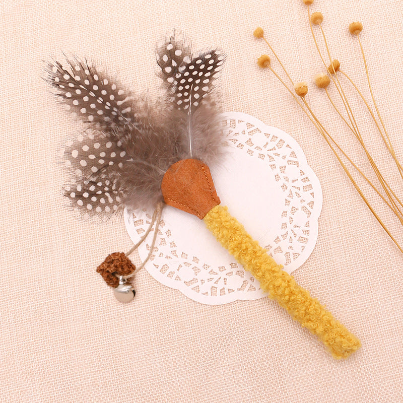 KFX-7205693 Natural Cat Chew Sticks with Feather for Teeth Cleaning and Stress Relief, 3-Color Set
