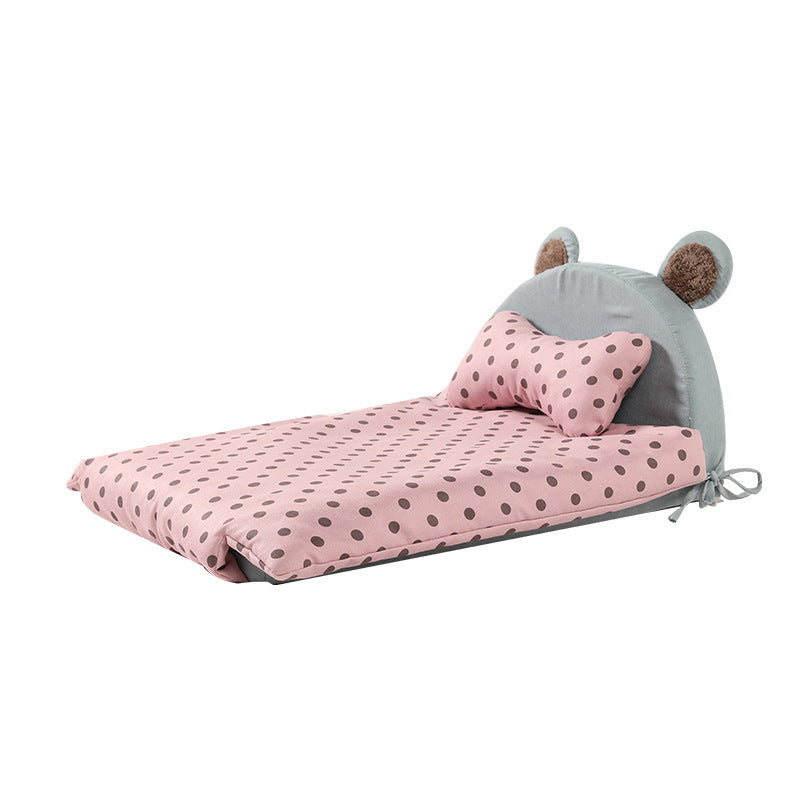 KFX-7206077 Large Polka Dot Cat Nest - Summer Removable and Washable, Soft PP Cotton/Rabbit Plush, Available in Pink, Yellow, and Gray