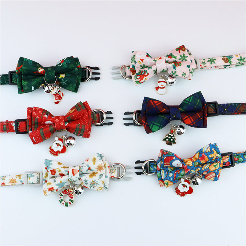 KFX-7206205 Detachable Polyester Pet Bow Collar - Adjustable with Traction Rope, Available in Multiple Colors