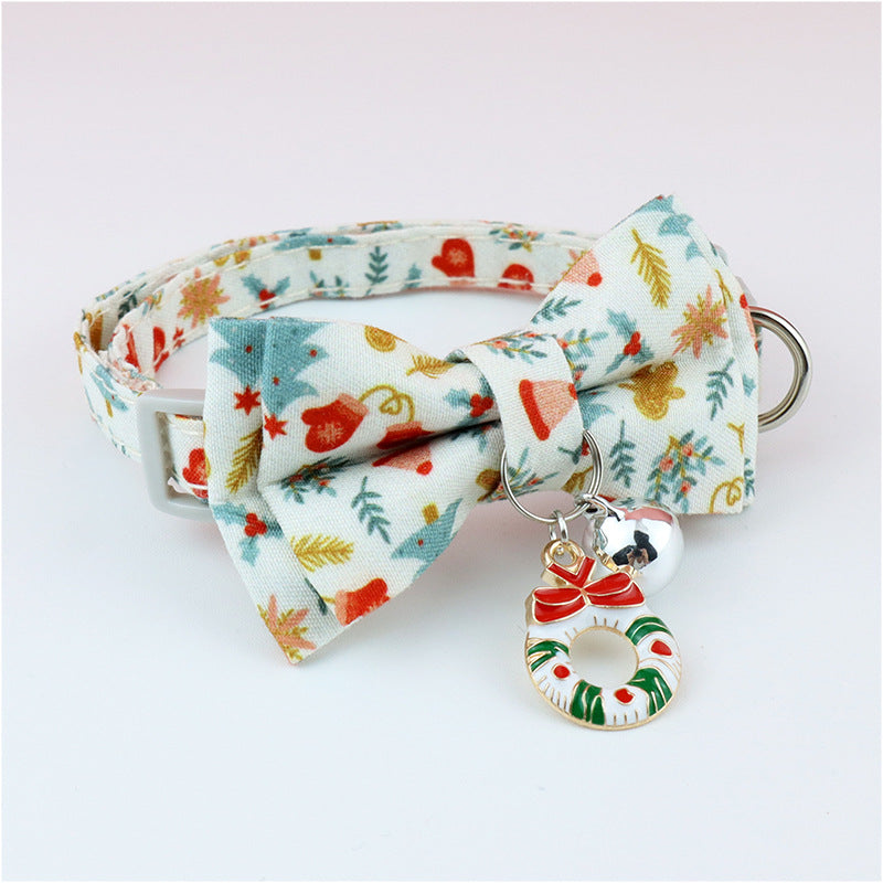 KFX-7206205 Detachable Polyester Pet Bow Collar - Adjustable with Traction Rope, Available in Multiple Colors