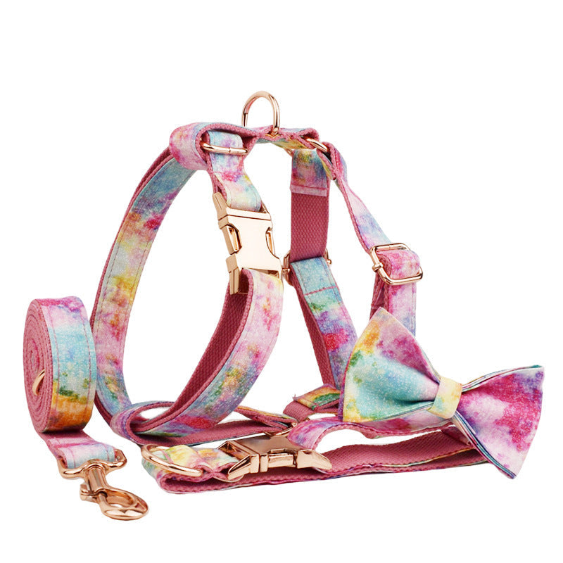 KFX-7206461 Bronzing Pet Collar and Leash Set with Bow and Dog Vest