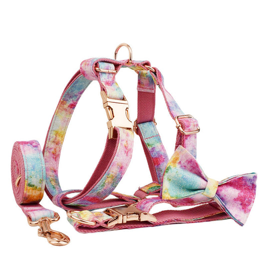 KFX-7206461 Bronzing Pet Collar and Leash Set with Bow and Dog Vest