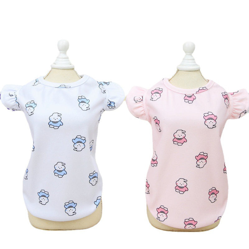 KFX-7206589 Spring and Summer Dog T-Shirt in Blue and Pink, Polyester Material, Sizes XS to XL