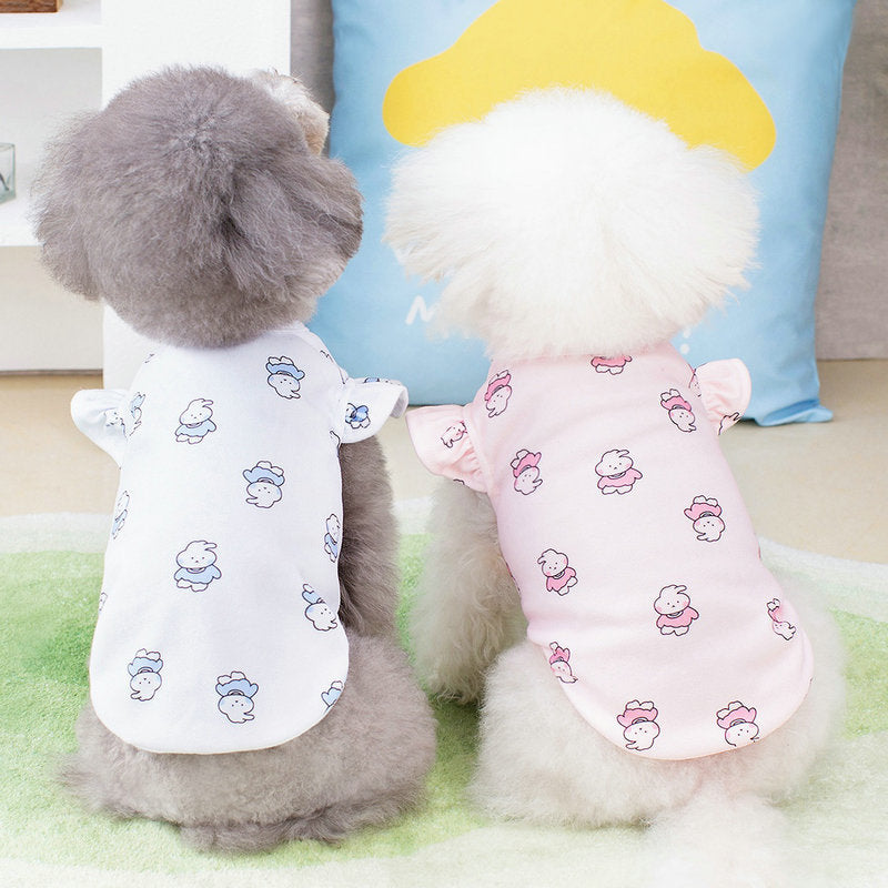 KFX-7206589 Spring and Summer Dog T-Shirt in Blue and Pink, Polyester Material, Sizes XS to XL