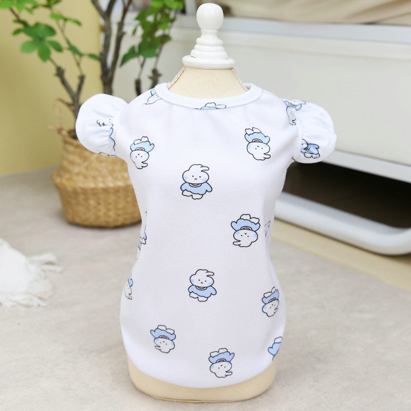 KFX-7206589 Spring and Summer Dog T-Shirt in Blue and Pink, Polyester Material, Sizes XS to XL