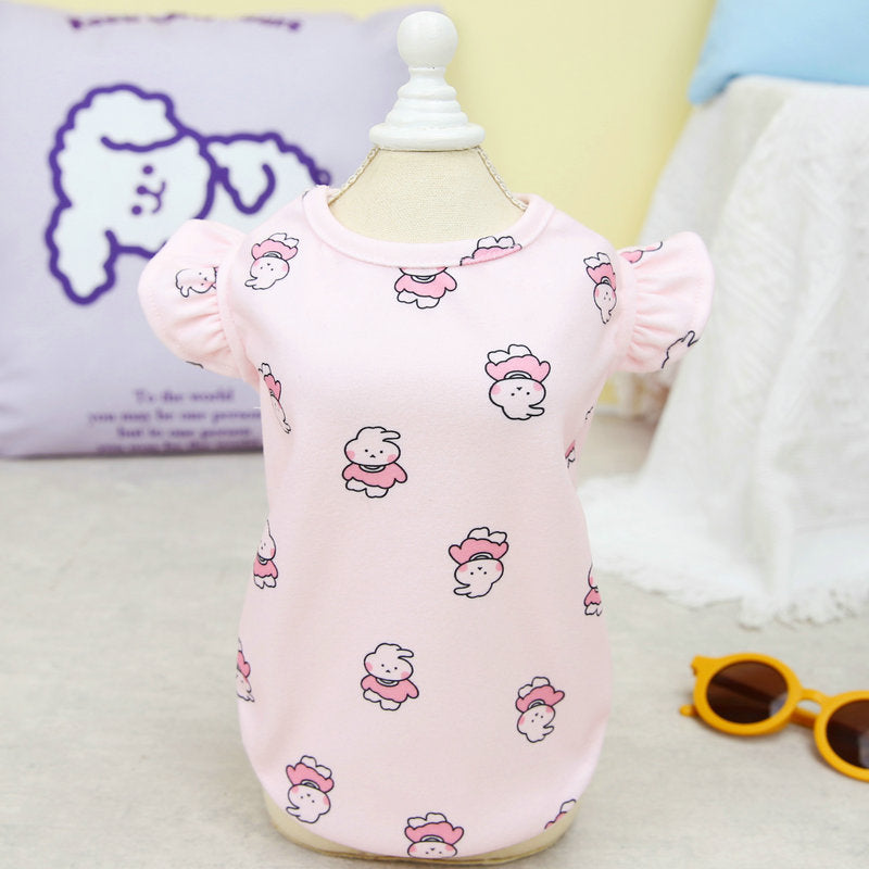 KFX-7206589 Spring and Summer Dog T-Shirt in Blue and Pink, Polyester Material, Sizes XS to XL