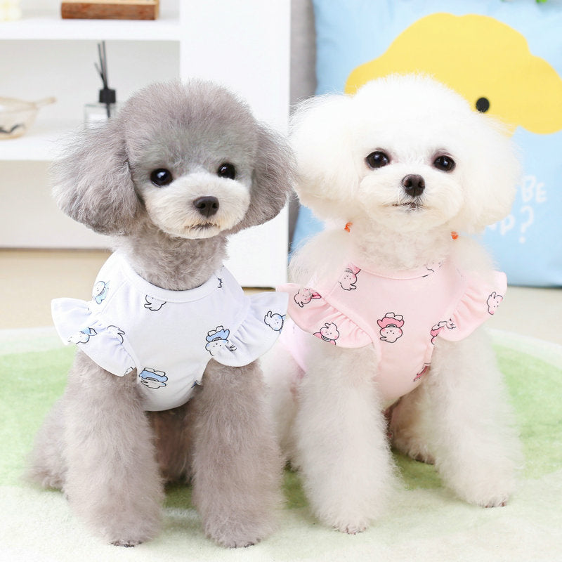 KFX-7206589 Spring and Summer Dog T-Shirt in Blue and Pink, Polyester Material, Sizes XS to XL