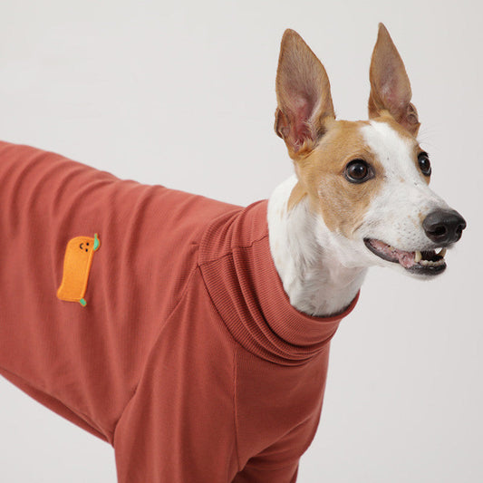 KFX-7209277 High Collar Waffle Knit Dog Sweater in Haze Blue, Off-White, Brick Red