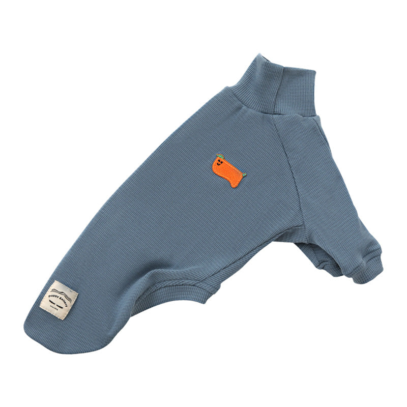 KFX-7209277 High Collar Waffle Knit Dog Sweater in Haze Blue, Off-White, Brick Red