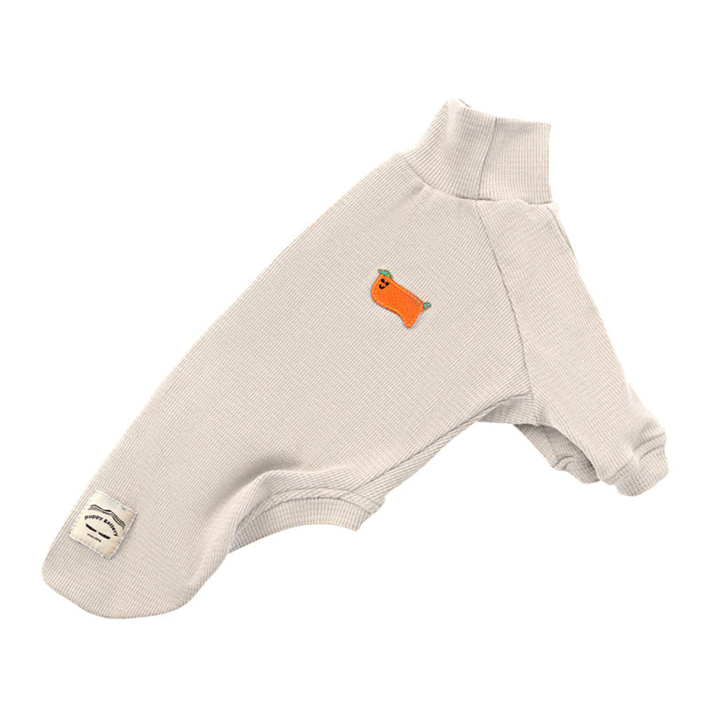 KFX-7209277 High Collar Waffle Knit Dog Sweater in Haze Blue, Off-White, Brick Red