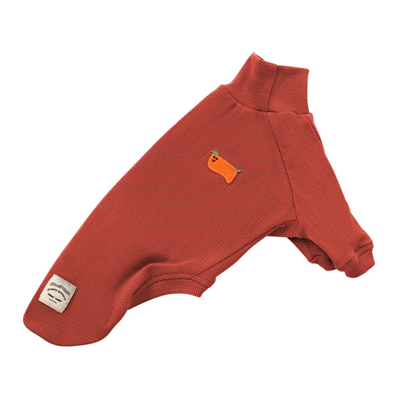 KFX-7209277 High Collar Waffle Knit Dog Sweater in Haze Blue, Off-White, Brick Red