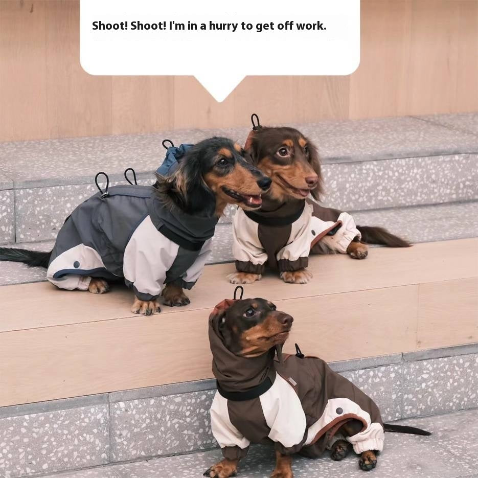 KFX-7209789 Warm and Stylish Dachshund Shell Jacket for Autumn and Winter - Gray and Brown Options Available