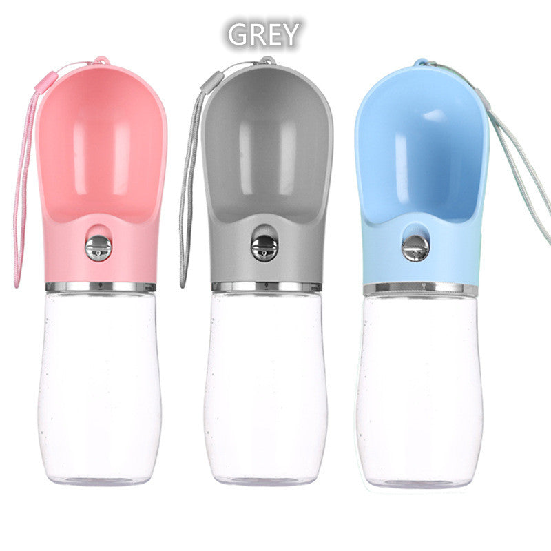 KFX-7210045 Portable Plastic Pet Water Cup for Outdoor Travel - Available in Pink, Blue, Gray, 380ml & 500ml Sizes