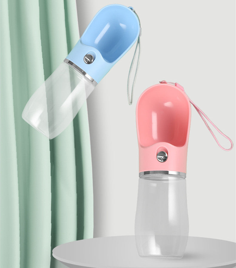 KFX-7210045 Portable Plastic Pet Water Cup for Outdoor Travel - Available in Pink, Blue, Gray, 380ml & 500ml Sizes
