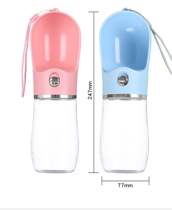 KFX-7210045 Portable Plastic Pet Water Cup for Outdoor Travel - Available in Pink, Blue, Gray, 380ml & 500ml Sizes