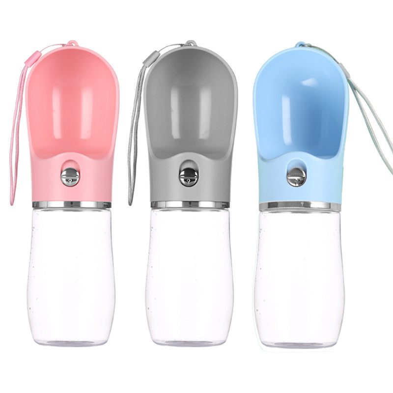 KFX-7210045 Portable Plastic Pet Water Cup for Outdoor Travel - Available in Pink, Blue, Gray, 380ml & 500ml Sizes