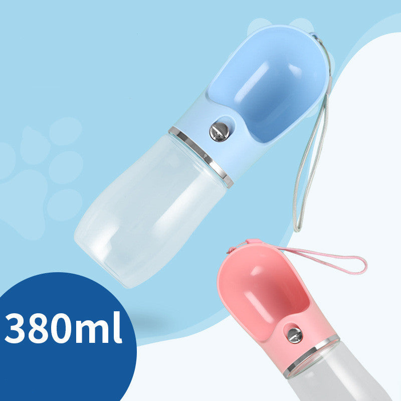 KFX-7210045 Portable Plastic Pet Water Cup for Outdoor Travel - Available in Pink, Blue, Gray, 380ml & 500ml Sizes