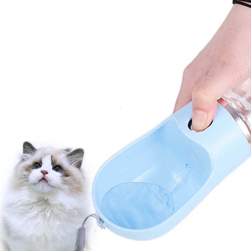 KFX-7210045 Portable Plastic Pet Water Cup for Outdoor Travel - Available in Pink, Blue, Gray, 380ml & 500ml Sizes