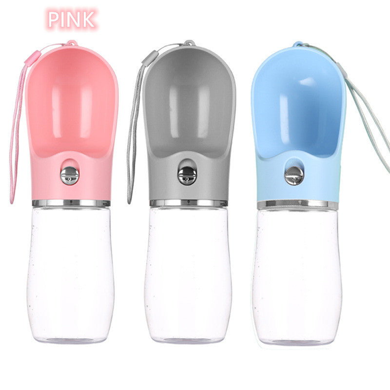 KFX-7210045 Portable Plastic Pet Water Cup for Outdoor Travel - Available in Pink, Blue, Gray, 380ml & 500ml Sizes