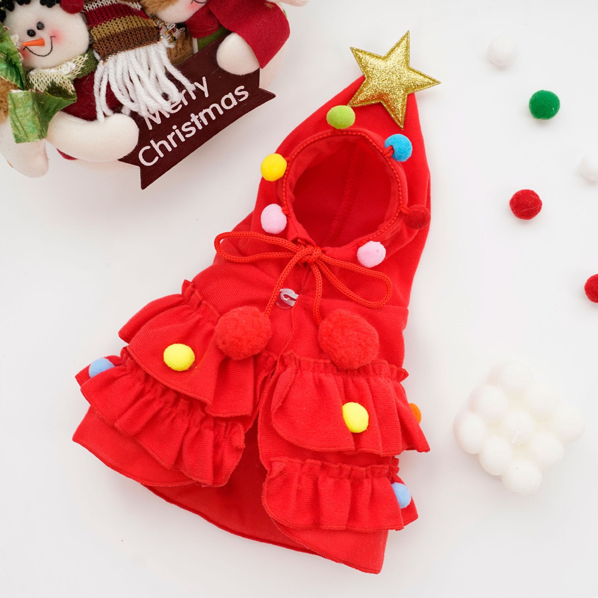KFX-7210557 Two-Color Christmas Cloak and Shawl for Dogs - Cozy Pet Cape for Autumn and Winter