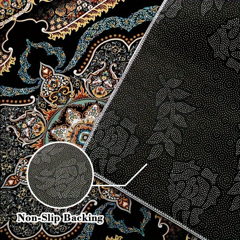 KFX-7210813 Persian Style Crystal Velvet Water-Absorbing Living Room Carpet Blanket for Sofa and Coffee Table