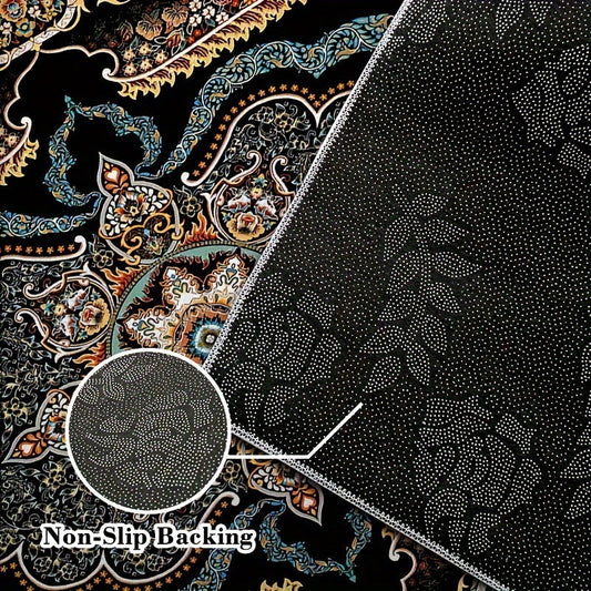 KFX-7210813 Persian Style Crystal Velvet Water-Absorbing Living Room Carpet Blanket for Sofa and Coffee Table